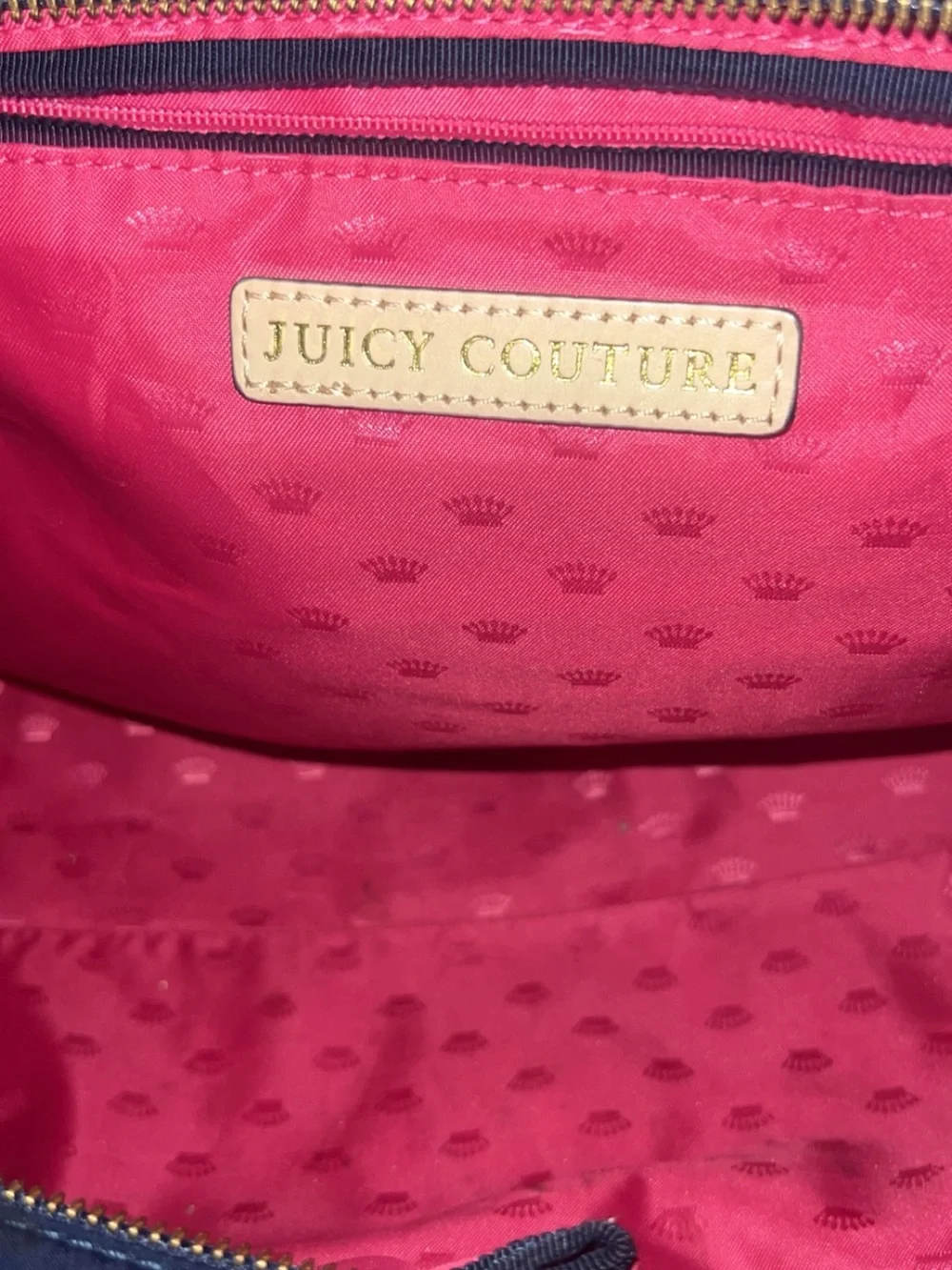 Juicy Couture Navy and Cream Trim Tote Laptop Bag